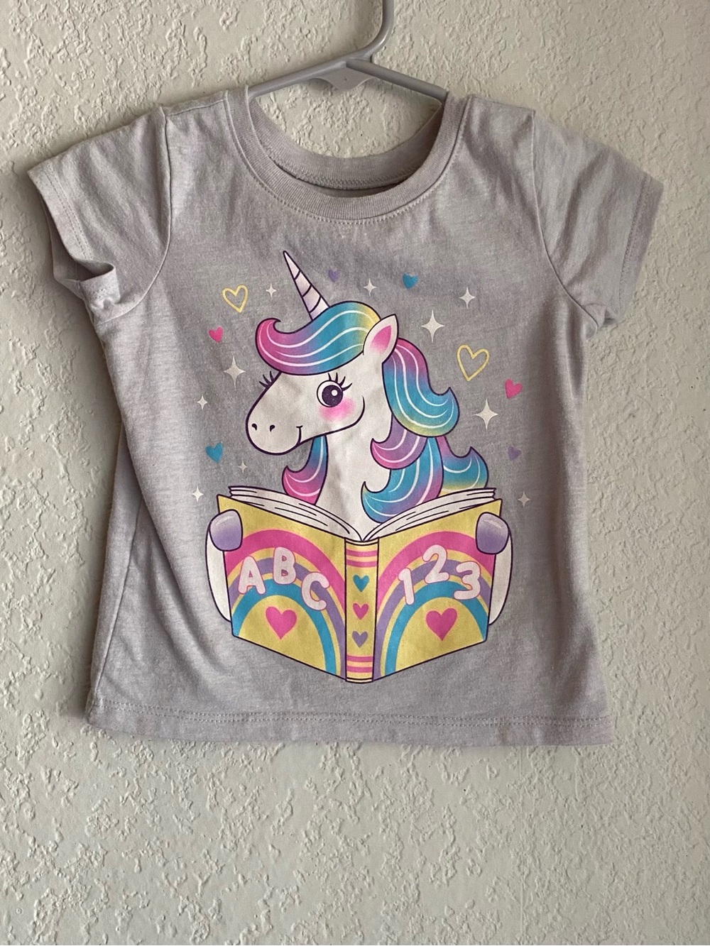 The Children's Place Light Gray Unicorn ABC-123 Graphic Tee